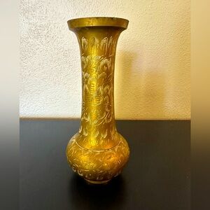 Solid brass etched‎ vase